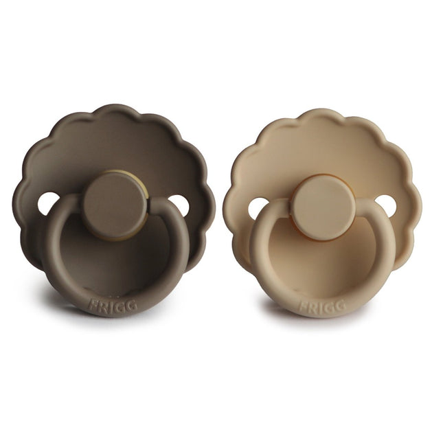 Frigg Speen Maat 1 Daisy Croissant/Portobello Latex 2 - Pack - Frigg - Babywinkel - 5715239214177