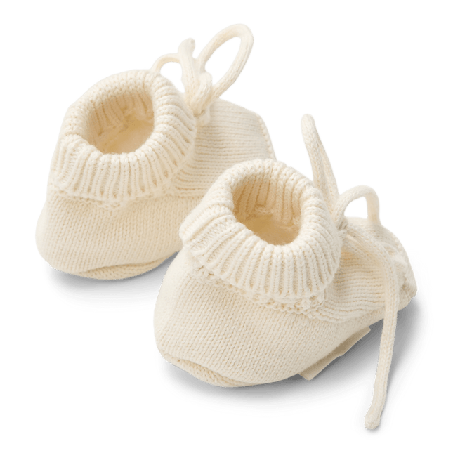 Gebreide slofjes Off White - Babywinkel - 8721122583296