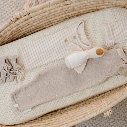 Gebreide slofjes Soft Beige Melee - Babywinkel - 8721122583272