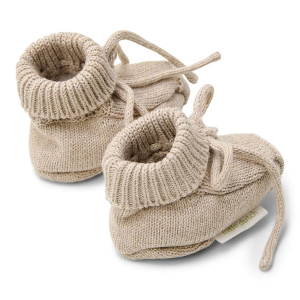 Gebreide slofjes Soft Beige Melee - Babywinkel - 8721122583272