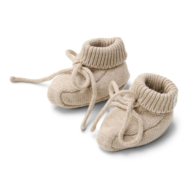 Gebreide slofjes Soft Beige Melee - Babywinkel - 8721122583272