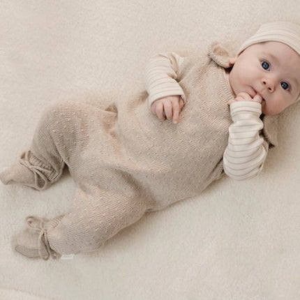 Gebreide slofjes Soft Beige Melee - Babywinkel - 8721122583272