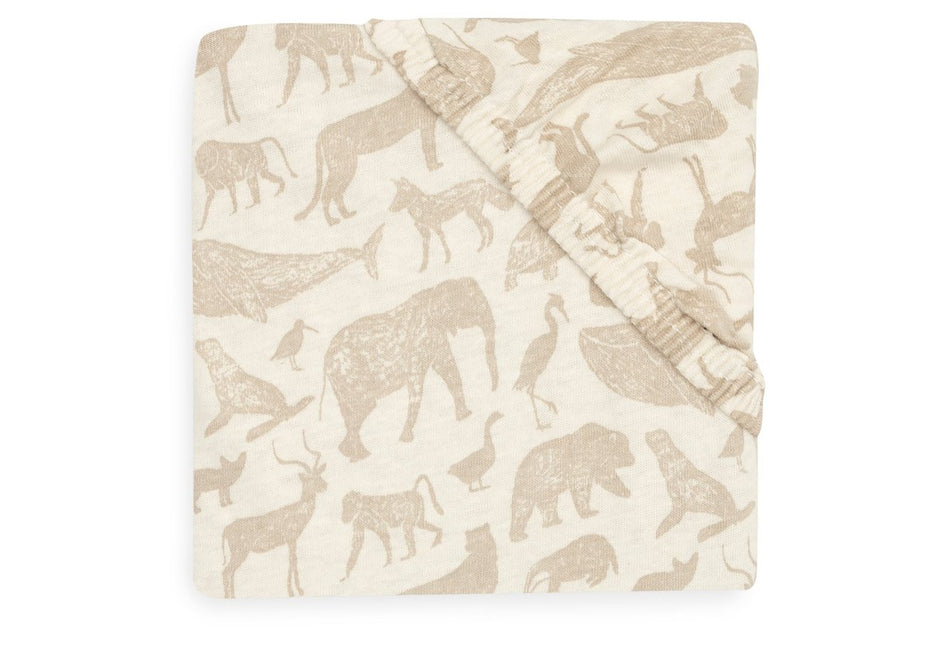 Hoeslaken Jersey 40/50x80/90cm Animals - Nougat - Babywinkel - 8717329376465