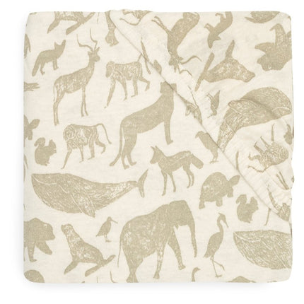 Hoeslaken Jersey 40/50x80/90cm Animals - Olive Green - Babywinkel - 8717329376434