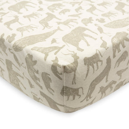 Hoeslaken Jersey 40/50x80/90cm Animals - Olive Green - Babywinkel - 8717329376434