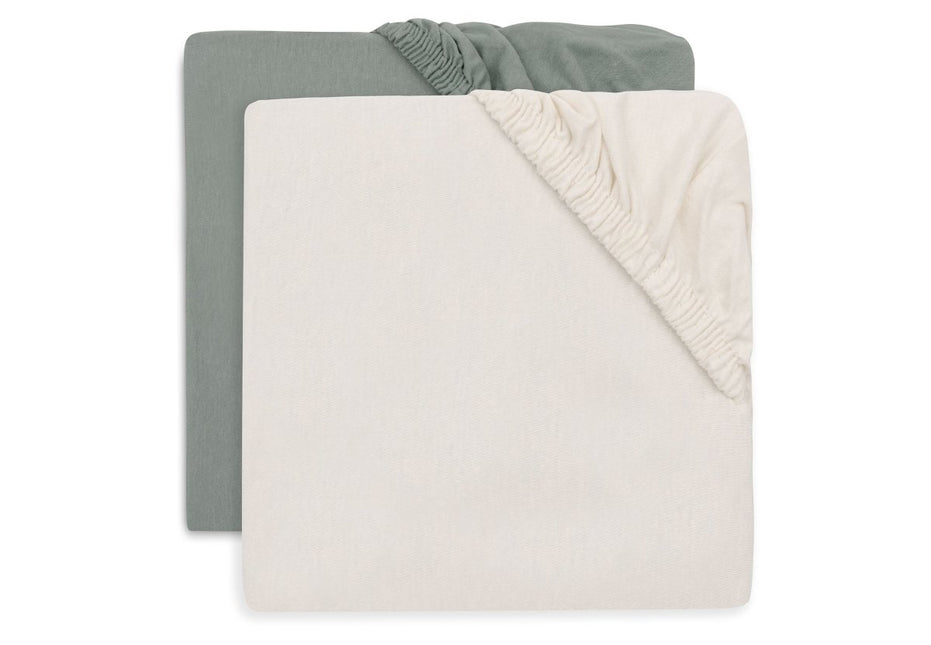 Hoeslaken Jersey 40/50x80/90cm - Sea Green/Ivory - 2 Stuks - Babywinkel - 8717329400238