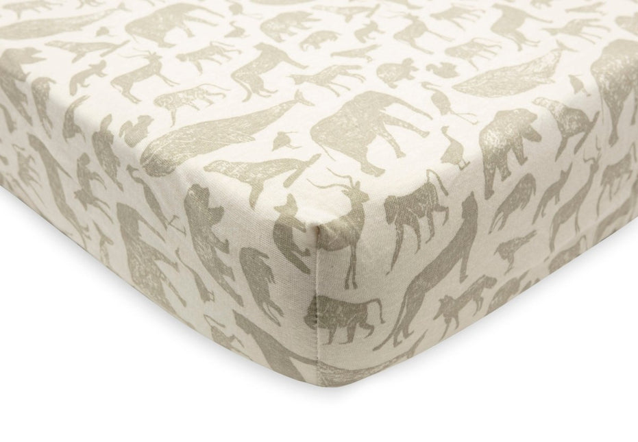 Hoeslaken Jersey 60x120cm Animals - Olive Green - Babywinkel - 8717329376427