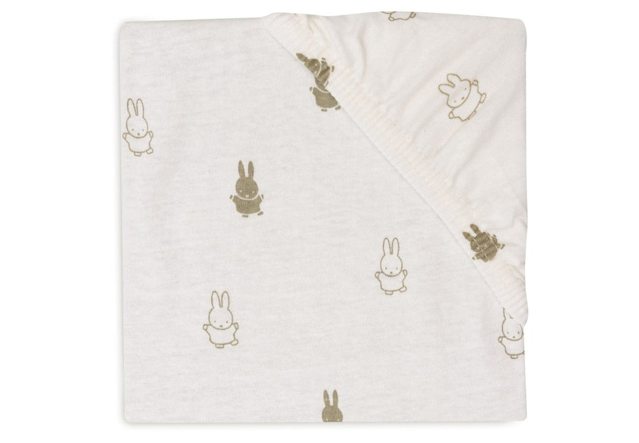 Hoeslaken Jersey 60x120cm Happy Miffy - Olive Green - Babywinkel - 8717329378896