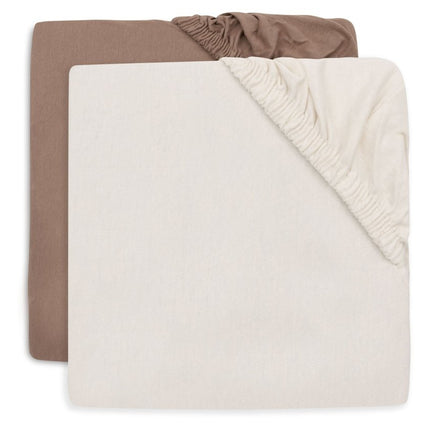 Hoeslaken Jersey 60x120cm - Milky Coffee/Ivory - 2 Stuks - Babywinkel - 8717329400214