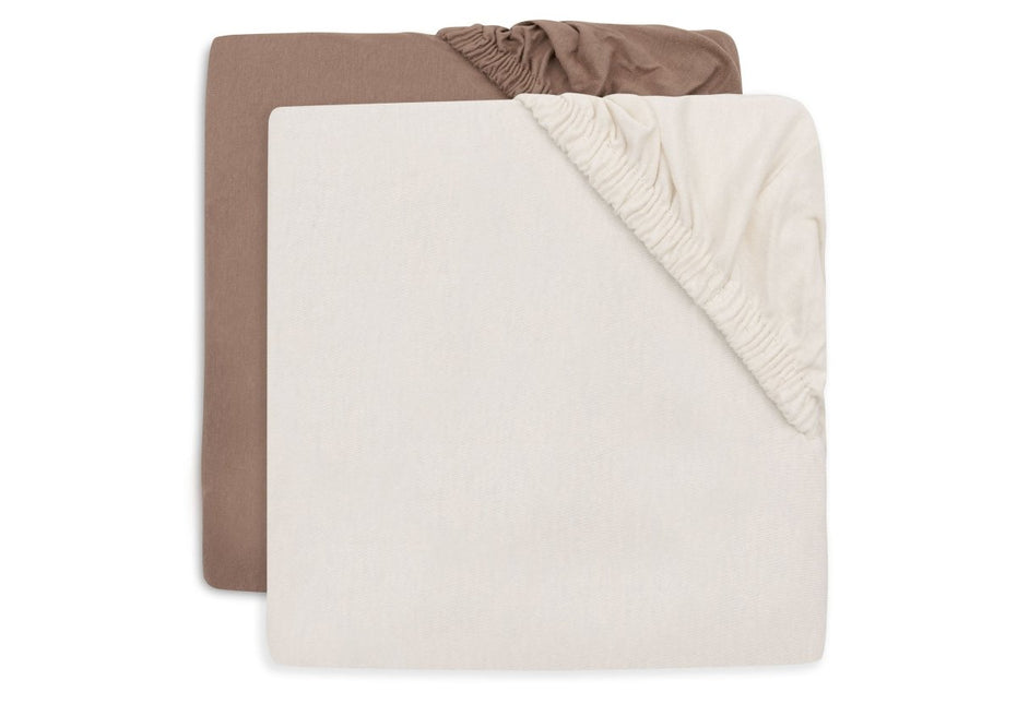 Hoeslaken Jersey 60x120cm - Milky Coffee/Ivory - 2 Stuks - Babywinkel - 8717329400214