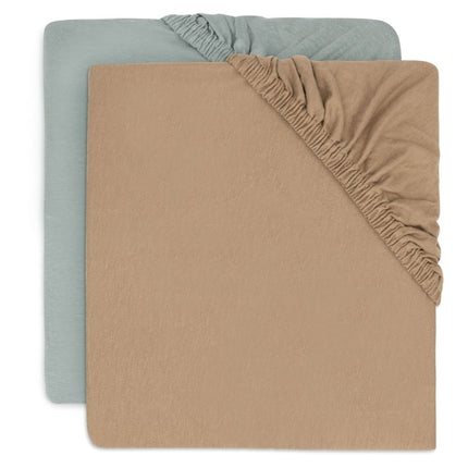 Hoeslaken Jersey 60x120cm - Sea Green/Biscuit - 2 Stuks - Babywinkel - 8717329393158