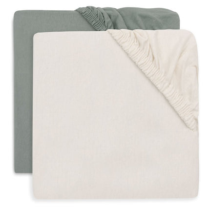 Hoeslaken Jersey 60x120cm - Sea Green/Ivory - 2 Stuks - Babywinkel - 8717329400245
