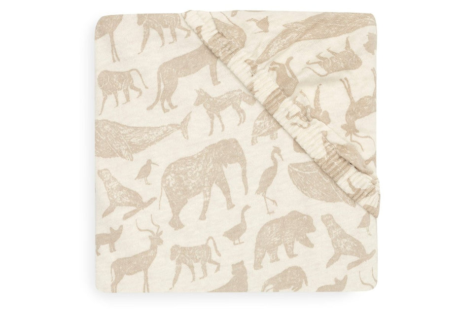 Hoeslaken Jersey 70/140x75/150cm - Animals Nougat - Babywinkel - 8717329376441