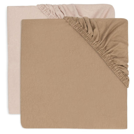Hoeslaken Jersey 70/75x140/150cm - Wild Rose/Biscuit - 2 Stuks - Babywinkel - 8717329393196