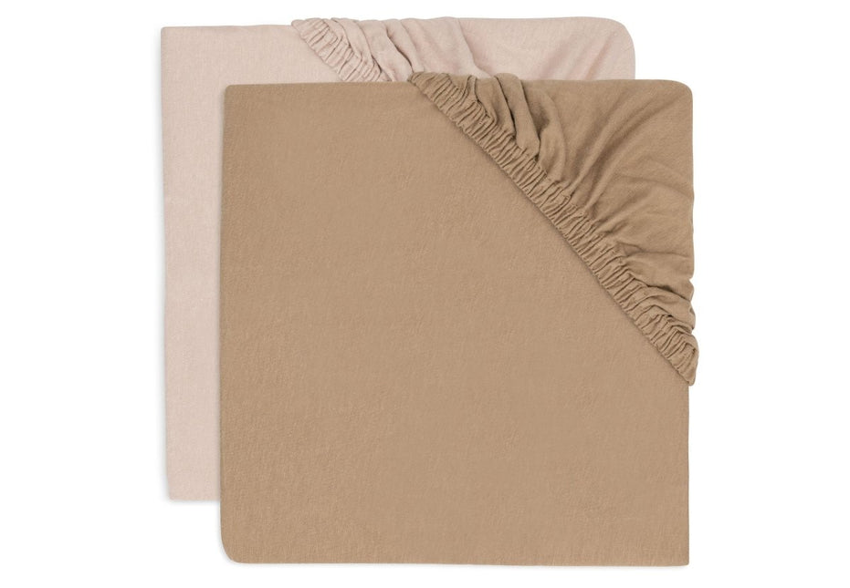 Hoeslaken Jersey 70/75x140/150cm - Wild Rose/Biscuit - 2 Stuks - Babywinkel - 8717329393196