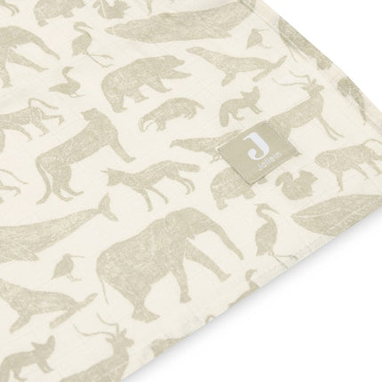 Hydrofiele Doek Large 115x115cm Animals - Olive Green - 2 Stuks - Babywinkel - 8717329376977