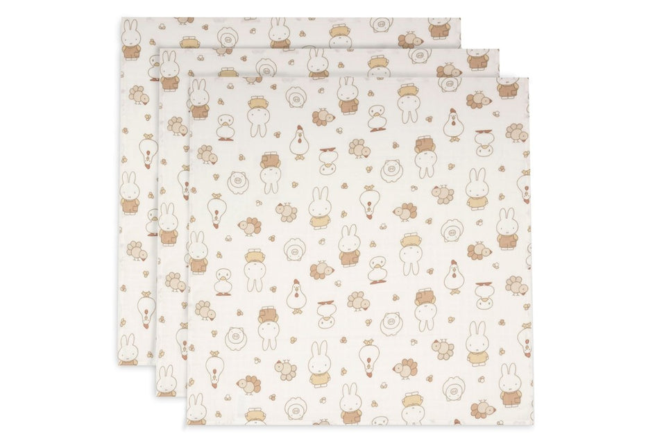 Hydrofiele Doek Small 70x70cm - Nijntje Family Farm - 3 Stuks koop je bij Babywinkel