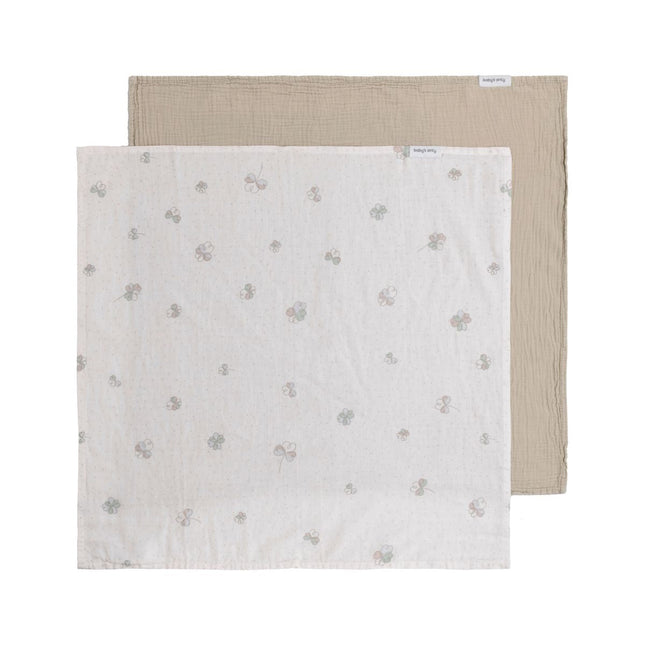 Hydrofiele doek Tender beige/clover - 65x65 - 2 - pack - Babywinkel - 8721052102598