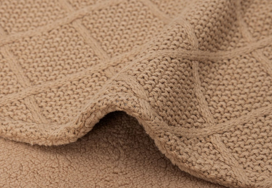 Jollein Wiegdeken Check Knit Biscuit/Teddy Fleece 75 X 100 Cm - Jollein - Babywinkel - 8717329386723