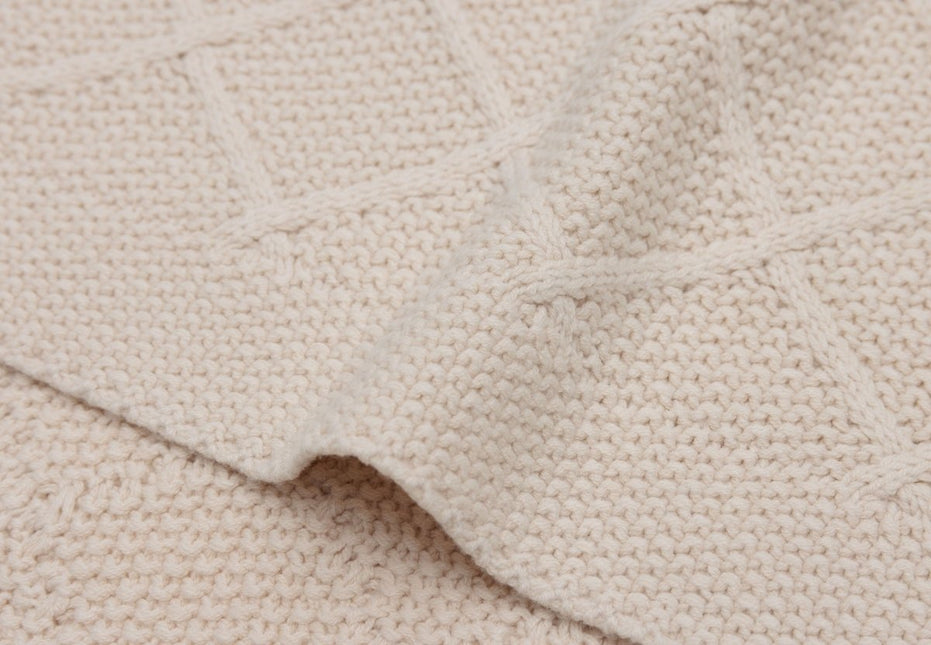 Jollein Wiegdeken Check Knit Oatmeal 75 X 100 Cm - Jollein - Babywinkel - 8717329386679