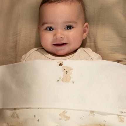 <tc>Little Dutch</tc> Ręcznik do kołyski Baby Bunny Biały haftowany