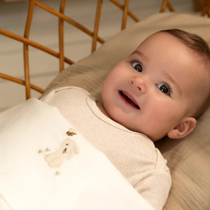 <tc>Little Dutch</tc> Ręcznik do kołyski Baby Bunny Biały haftowany