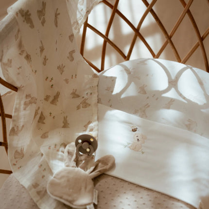 <tc>Little Dutch</tc> Ręcznik do kołyski Baby Bunny Biały haftowany