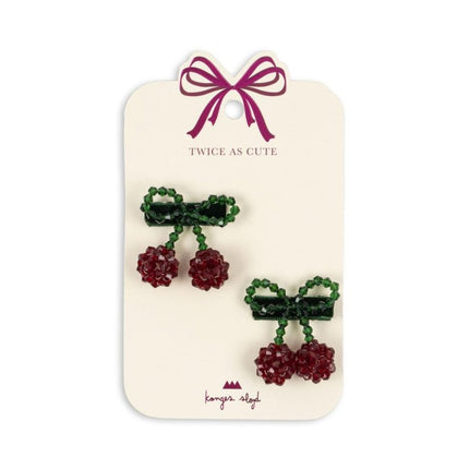 Konges Slojd Haarspeldje Baby Kersen Red/Glitter 2St - Konges Slojd - Babywinkel - 5715681044704