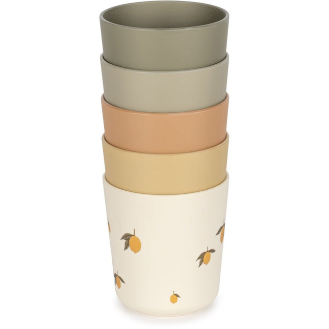 Konges Slojd Kinderservies Set Bekers Lemon Mix 5St - Konges Slojd - Babywinkel - 5715404093743