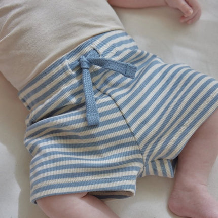 Korte broek blauw Stone Blue stripe koop je bij Babywinkel