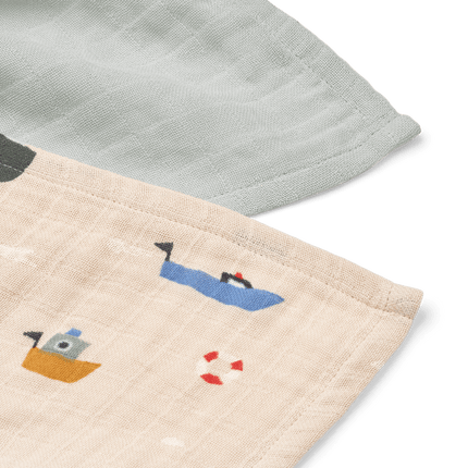 Liewood Hydrofiele Doek Lewis Sailing/ Dove Blue 2St koop je bij Babywinkel