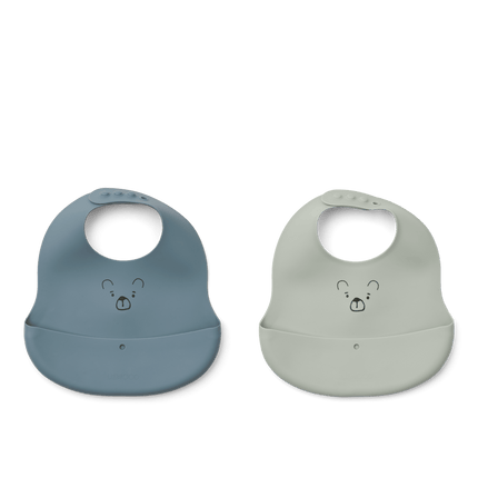 Liewood Slabbetje Ember Mr Bear dove blue / whale blue koop je bij Babywinkel