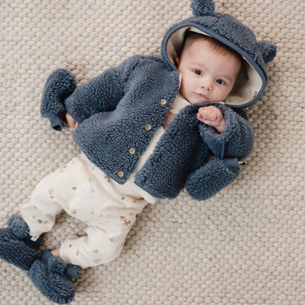 Little Dutch Babyslofjes Teddy Stone Blue - Babywinkel - 8721122583722