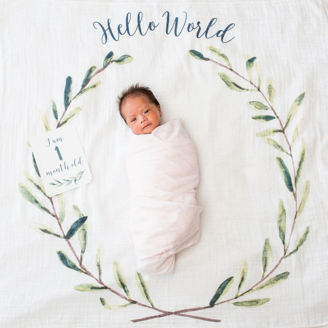 Lulujo Mijlpaalkaarten Hello World koop je bij Babywinkel