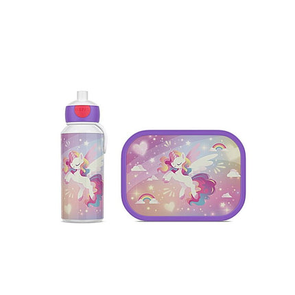 Lunchset Campus (drinkfles pop - up + lunchbox) - Unicorn Glow - Babywinkel - 8720294056119