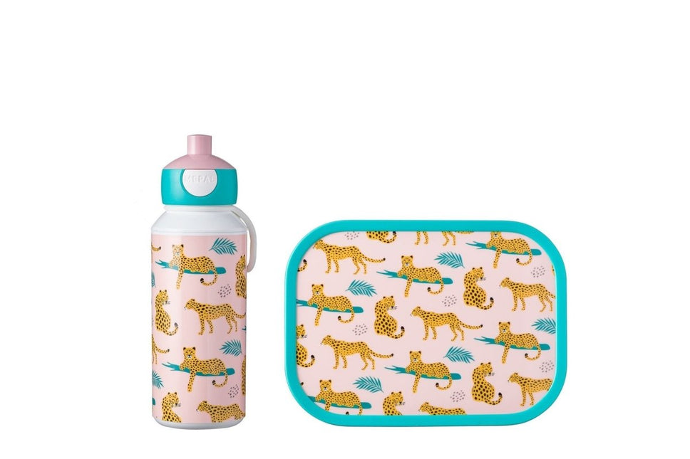 Lunchset Campus Drinkfles+Lunchbox Leopard - Babywinkel - 8720294000112