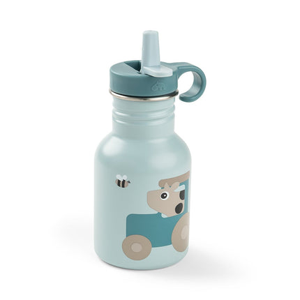 Metalen drinkfles Tiny farm Blue 350 ml koop je bij Babywinkel