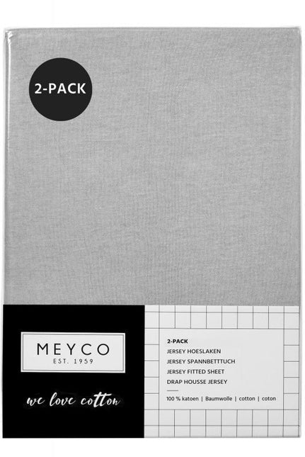 Meyco Hoeslaken Jersey Lichtgrijs 70x140/150 cm 2st - Meyco - Babywinkel - 4054703652055