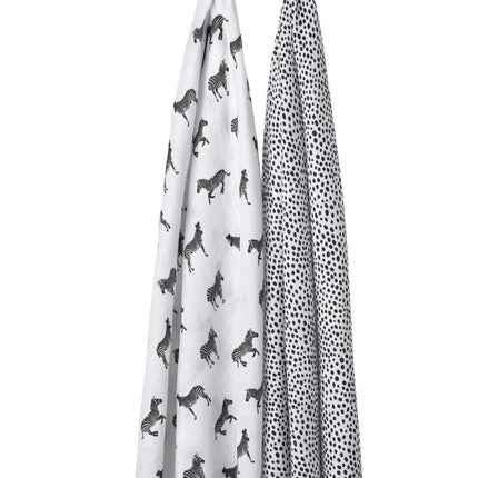 Meyco Hydrofiele Doek 2St Zebra Animal - Cheetah Black - Meyco - Babywinkel - 4054703510409