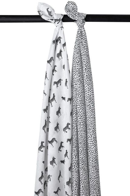 Meyco Hydrofiele Doek 2St Zebra Animal - Cheetah Black - Meyco - Babywinkel - 4054703510409