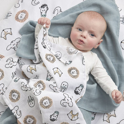 Meyco Hydrofiele Doek 3St Animal/ Stone Green/Animal - Meyco - Babywinkel - 4054703451191