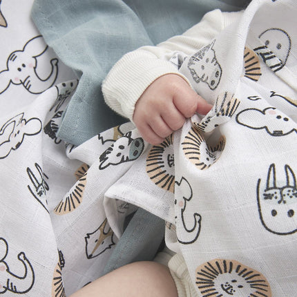 Meyco Hydrofiele Doek 3St Animal/ Stone Green/Animal - Meyco - Babywinkel - 4054703451191