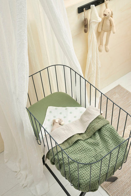 Meyco Ledikantdeken Wafel Teddy Olive Green 100X150cm - Meyco - Babywinkel - 4054703218824