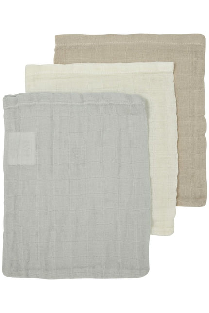 Meyco Monddoekje 3St Offwhite/ Light Grey/ Sand - Meyco - Babywinkel - 4054703491654