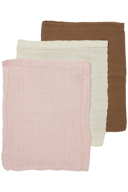 Meyco Monddoekje 3St Offwhite/ Soft Pink/ Toffee - Meyco - Babywinkel - 4054703491814