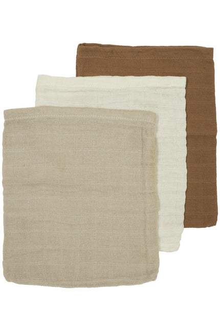Meyco Monddoekje 3St Offwhite/Sand/Toffee 20x17 cm - Meyco - Babywinkel - 4054703491715