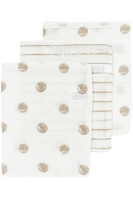 Meyco Washandje 3St Dot Stripe Sand - Meyco - Babywinkel - 4054703458763