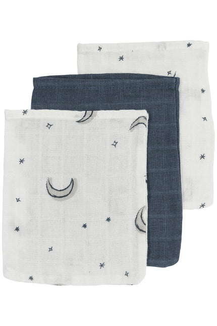 Meyco Washandje Moon 3 - Pack Hydrofiel Indigo 20X17cm - Meyco - Babywinkel - 4054703133035