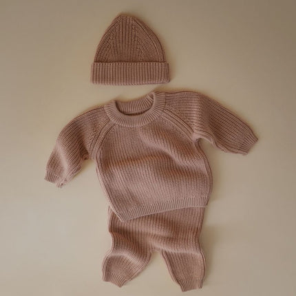Mushie Baby Sweater Chunky Knit Blush - Mushie - Babywinkel - 810052468686