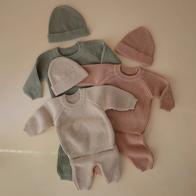 Mushie Baby Sweater Chunky Knit Blush - Mushie - Babywinkel - 810052468686